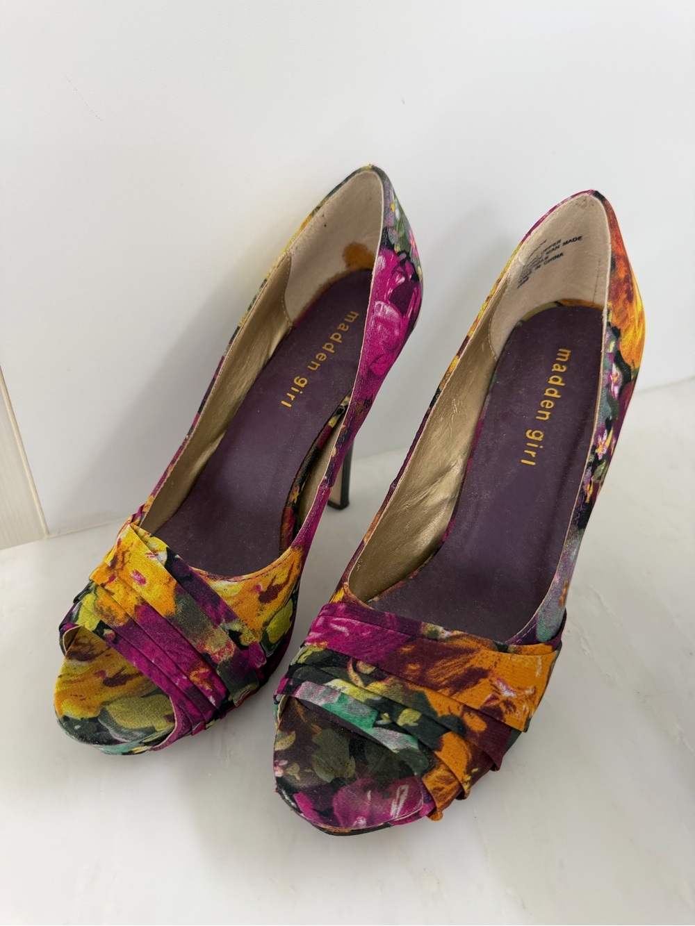 Floral Peep-Toe Platform High Heels